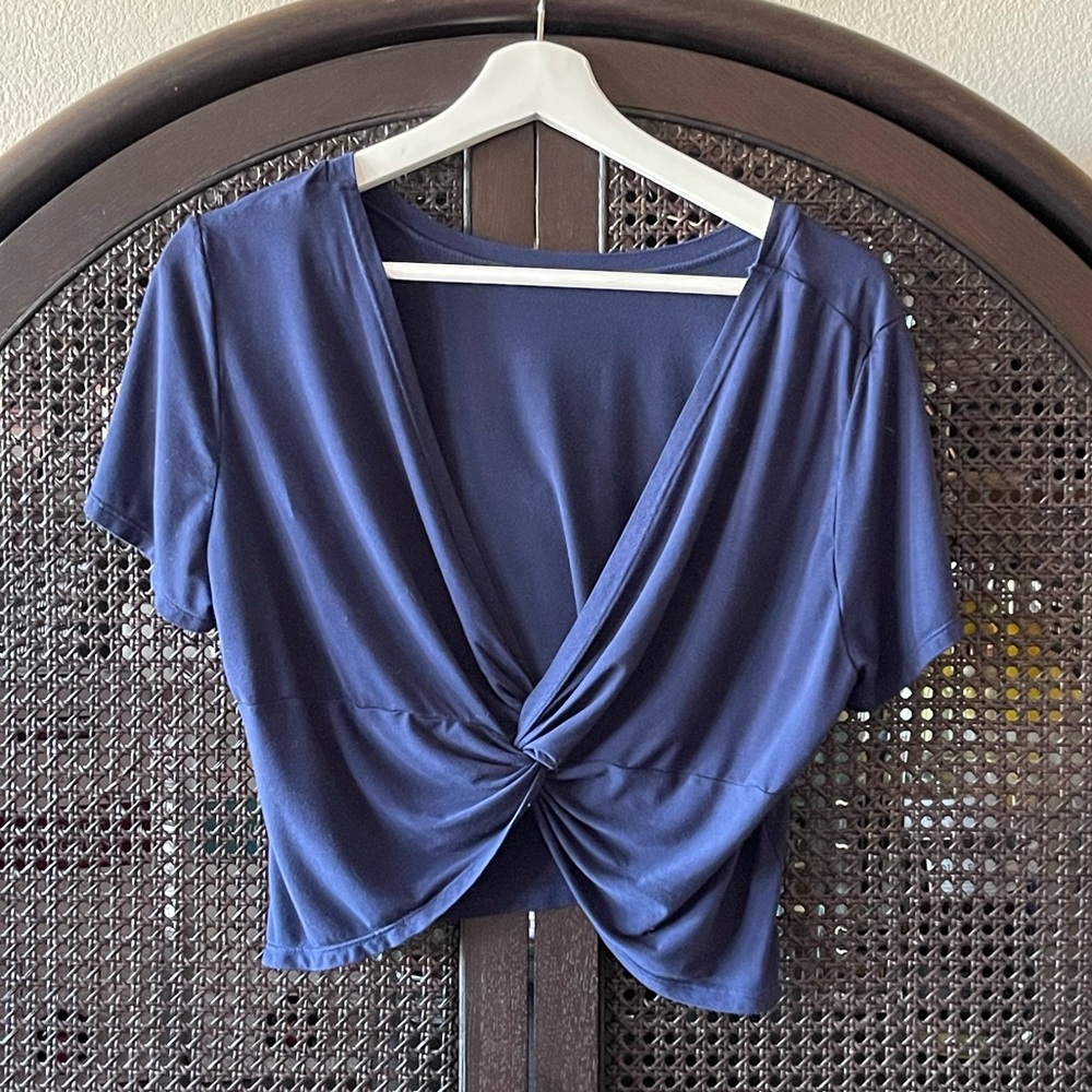Body Language Wrap Crop Tee - Picture 2 of 8